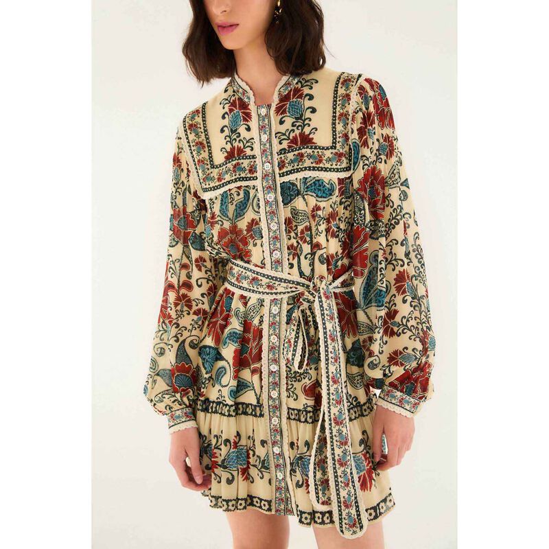 FARM Rio Francesca Sand Long Sleeve Mini Dress image number 3